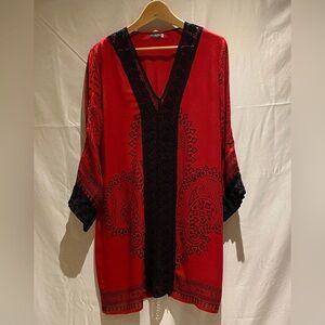 Earthbound Trading Co Red Caftan Dress, size XL